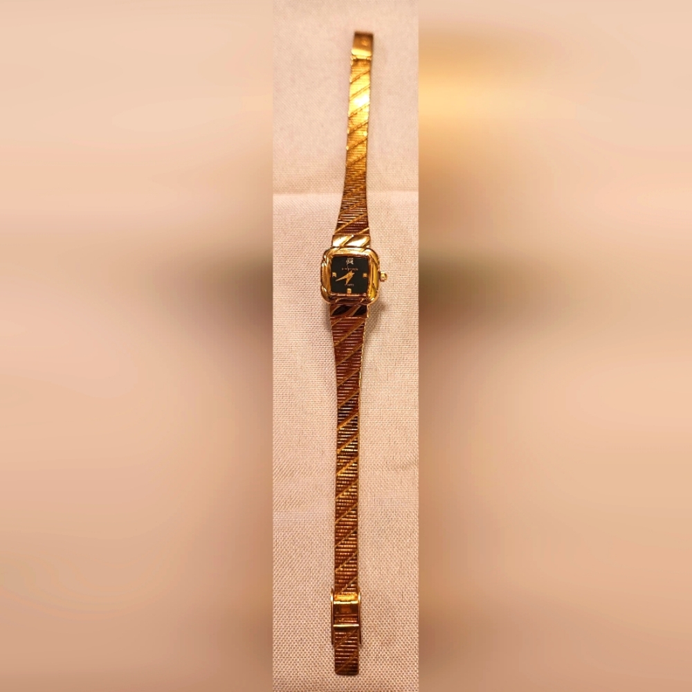 Like New 1990s Pierre Cardin Gold Watch with black watch face